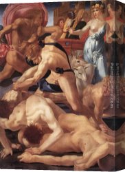 Moses Canvas Paintings - Moses Defending the Daughters of Jethro by Rosso Fiorentino