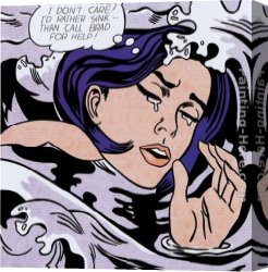 Little Girl Canvas Paintings - Drowning Girl by Roy Lichtenstein