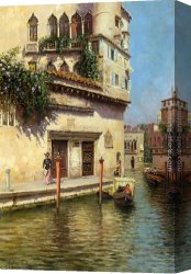 Venetian Canvas Paintings - A Venetian Backwater by Rubens Santoro