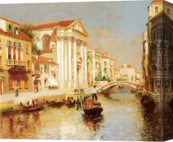 Venetian Canvas Paintings - A Venetian Canal by Rubens Santoro