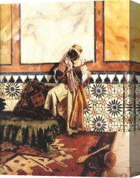 Ernst Canvas Paintings - Gnaoua in a North African Interior by Rudolf Ernst