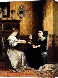 Ernst Canvas Paintings - Reading A Book by Rudolf Ernst