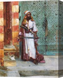 Standing Canvas Paintings - Standing Guard by Rudolf Ernst