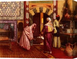 Ernst Canvas Paintings - The Hammam by Rudolf Ernst