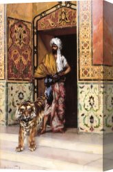 Ernst Canvas Paintings - The Pasha's Favourite Tiger by Rudolf Ernst