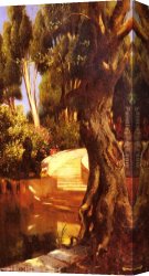 Ernst Canvas Paintings - The Staircase Under The Trees by Rudolf Ernst