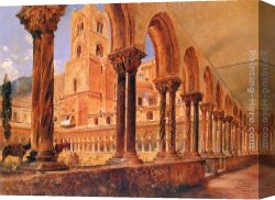 Rudolf Ernst Canvas Paintings - A View Of Monreale, Above Palermo by Rudolf Ritter von Alt