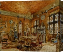 Rudolf Ernst Canvas Paintings - Schlossinterieur Im Renaissancestil by Rudolf Ritter von Alt