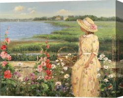 Old Windmill, East Hampton, Long Island, New York Canvas Paintings - Long Island Sound by Sally Swatland