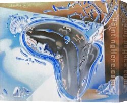 Clock Canvas Paintings - dali clocks blue by Salvador Dali