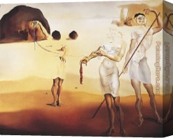 The Three Graces Canvas Paintings - Enchanted Beach with Three Fluid Graces by Salvador Dali