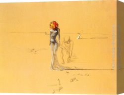 Figure Classic Canvas Paintings - Female Figure with Head of Flowers by Salvador Dali