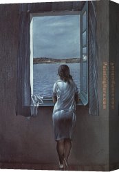 Figure Classic Canvas Paintings - Figure at a Window by Salvador Dali