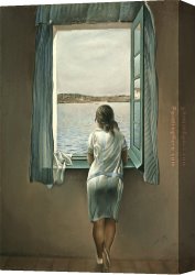 Figure Classic Canvas Paintings - Figure at a Window I by Salvador Dali