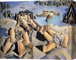 Figure Classic Canvas Paintings - Figures Lying on the Sand by Salvador Dali