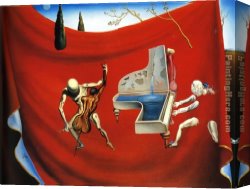 Red Circles II Canvas Paintings - Music The Red Orchestra The Seven Arts by Salvador Dali