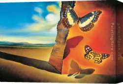 Landscape with a Lake Canvas Paintings - Paysage aux papillons (Landscape with Butterflies) by Salvador Dali