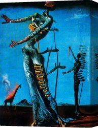 Peasant Burning Weeds Canvas Paintings - The Burning Giraffe by Salvador Dali