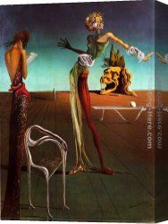 Head Canvas Paintings - Woman with a Head of Roses by Salvador Dali