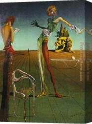 Woman with a Mirror Canvas Paintings - Woman With Head of Roses by Salvador Dali