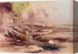 Bringing in The Hay Canvas Paintings - In Cusop Brook Near Hay-On-Wye, Wales by Samuel Palmer