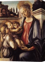James Childs Canvas Paintings - Madonna and Child and Two Angels by Sandro Botticelli
