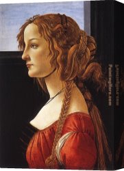 Woman with a Mirror Canvas Paintings - Portrait of a Young Woman by Sandro Botticelli