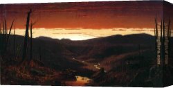 Twilight Canvas Paintings - A Twilight in the Catskills by Sanford Robinson Gifford