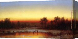 A Winter Hunt Canvas Paintings - A Winter Twilight by Sanford Robinson Gifford