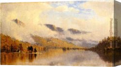 Storm Lake Canvas Paintings - Clearing Storm over Lake George by Sanford Robinson Gifford