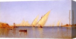 Coming Canvas Paintings - Fishing Boats Coming into Brindisi Harbor by Sanford Robinson Gifford