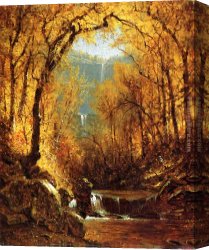 Gifford Canvas Paintings - Kauterskill Falls by Sanford Robinson Gifford