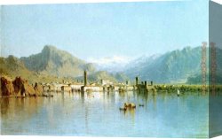 Gifford Canvas Paintings - Lago di Garda, Italy by Sanford Robinson Gifford