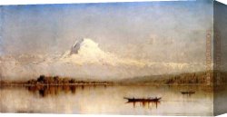 Gifford Canvas Paintings - Mount Rainier, Bay of Tacoma, Puget Sound by Sanford Robinson Gifford