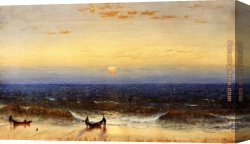 Gifford Canvas Paintings - Sunrise, Long Branch, New Jersey by Sanford Robinson Gifford