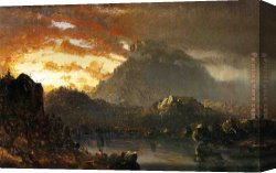 Wilderness Canvas Paintings - Sunset in the Wilderness with Approaching Storm by Sanford Robinson Gifford