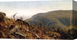 South Canvas Paintings - The View from South Mountain in the Catskills, A Sketch by Sanford Robinson Gifford