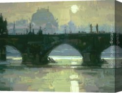 An Evening in Prague Canvas Paintings - Prague Sunrise by Scott Burdick