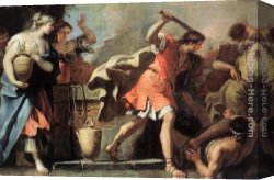 Moses Canvas Paintings - Moses Defending the Daughters of Jethro by Sebastiano Ricci