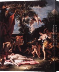 Bacchus And Ariadne Canvas Paintings - The Meeting of Bacchus and Ariadne by Sebastiano Ricci