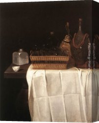 Bottle Canvas Paintings - Still-Life with Glasses and Bottles by Sebastien Stoskopff