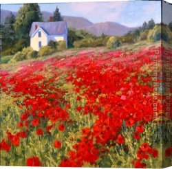 Jaune Poppy Canvas Paintings - Spring's Poppy Crop by Shirley Novak