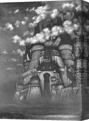 Sidney Canvas Paintings - The Fortress Unvanquishable, Save for Sacnoth by Sidney H. Sime