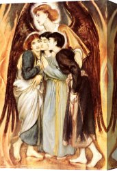 Peasant Burning Weeds Canvas Paintings - Shadrach, Meschach and Abednego preserved from the Burning Fiery Furnace by Simeon Solomon