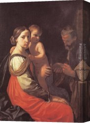 Simone Canvas Paintings - Holy Family by Simone Cantarini