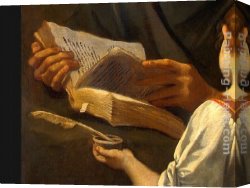 Simone Canvas Paintings - Saint Matthew and the Angel (detail) by Simone Cantarini