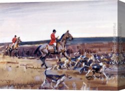 Setting Canvas Paintings - Setting Off Huntsman And Hounds by Sir Alfred James Munnings