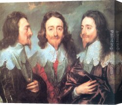 Dyck Canvas Paintings - Charles I in Three Positions by Sir Antony van Dyck
