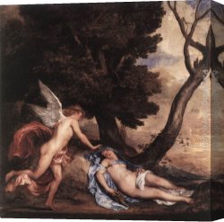 Dyck Canvas Paintings - Cupid and Psyche by Sir Antony van Dyck