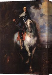 King's Canvas Paintings - Equestrian Portrait of Charles I, King of England by Sir Antony van Dyck